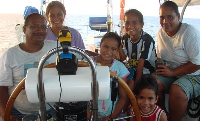 Our hosts the Bob Marsters family visiting Blackwattle - from left, Bob, Taia, Goldeen, Andrew, Mehou and mother Tupou © BW Media